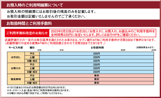 武蔵野銀行（お預入れ）