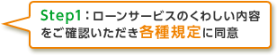 Step1：ローンサービスのくわしい内容をご確認いただき各種規定に同意